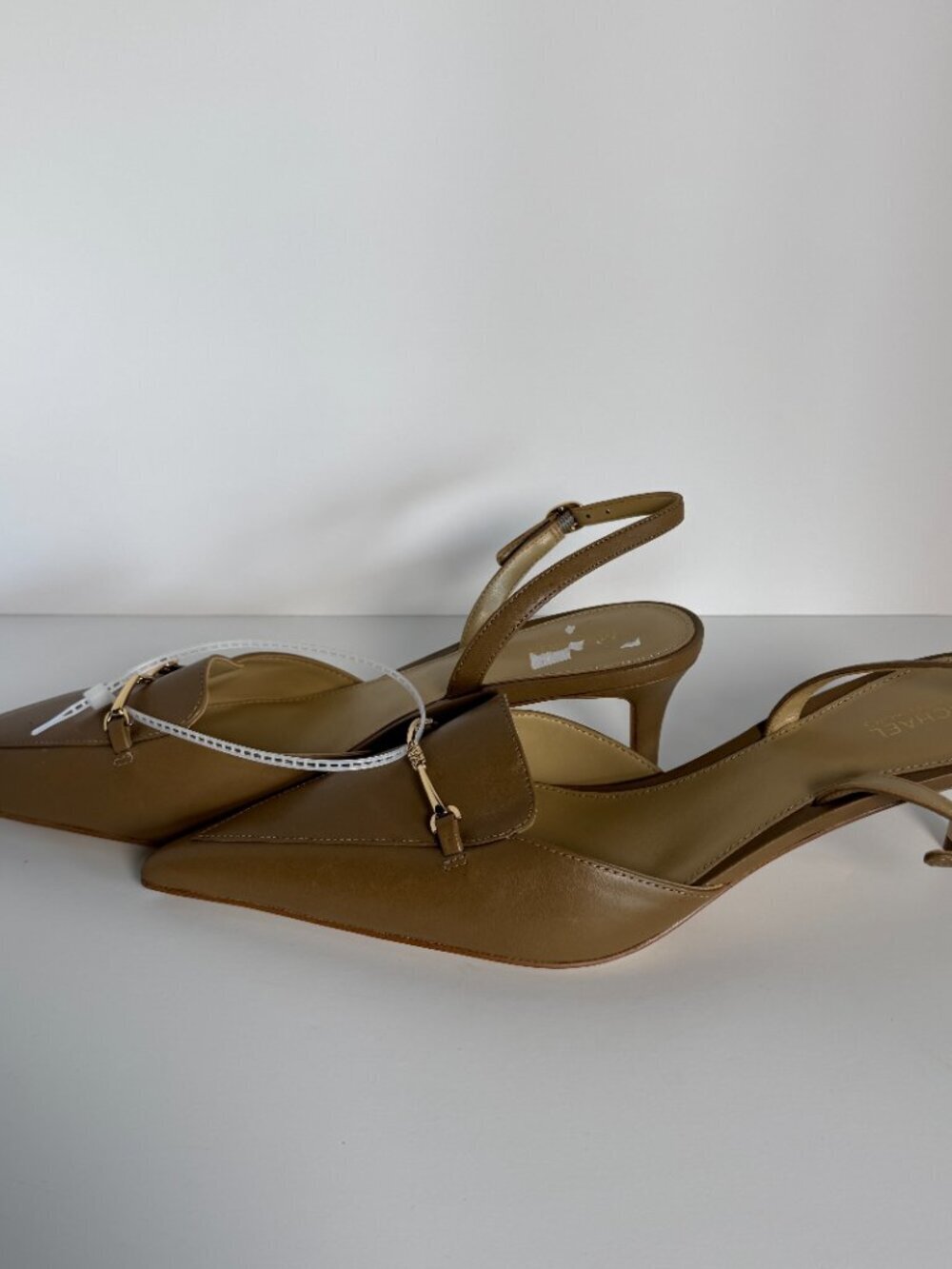 Michael Kors Lena Sling Pumps Natural Sz 9.5M Horsebit Hardware NWOT - Picture 5 of 7